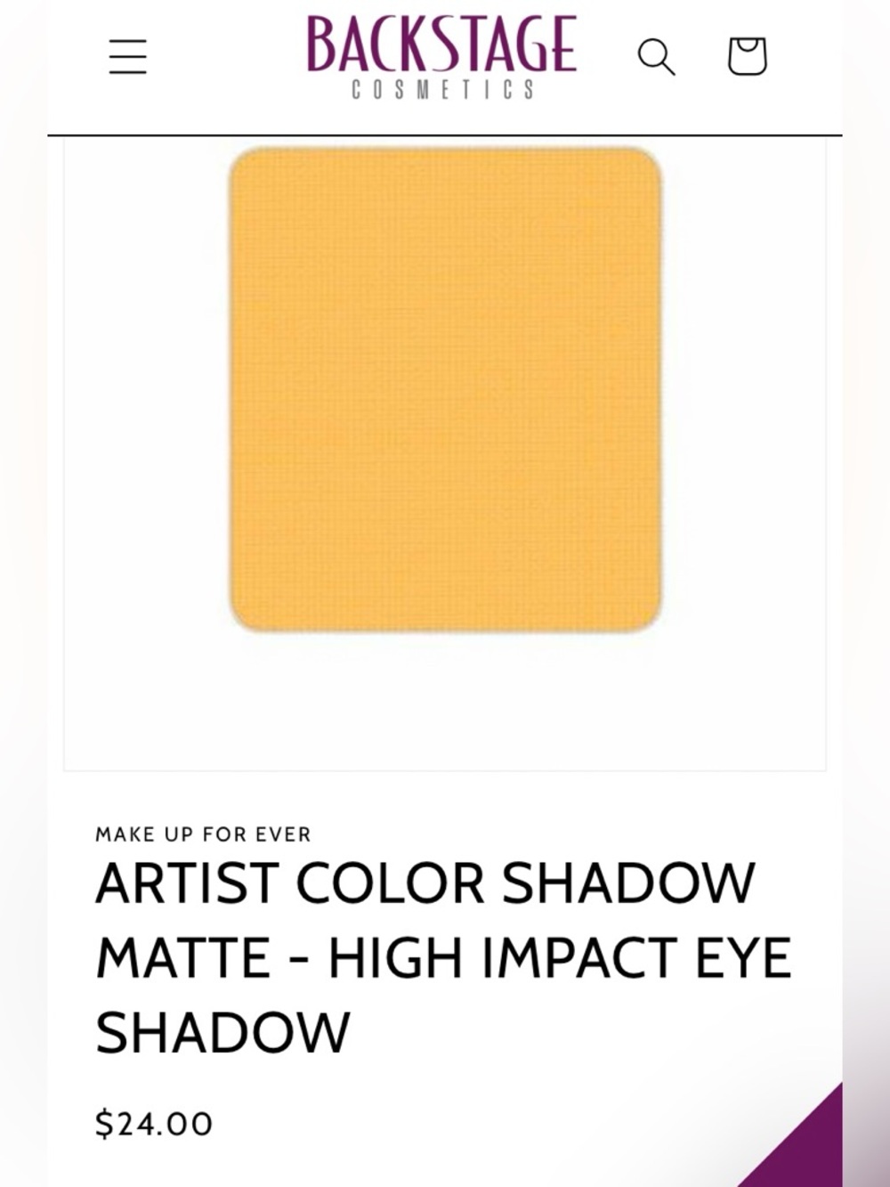 Make Up For Ever Matte Eye Shadow - Yellow Shade